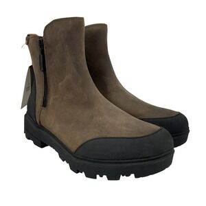 Bogs Holly Zip LTHR Boots Womens Size 10 Brown Leather Ankle Rain Waterproof